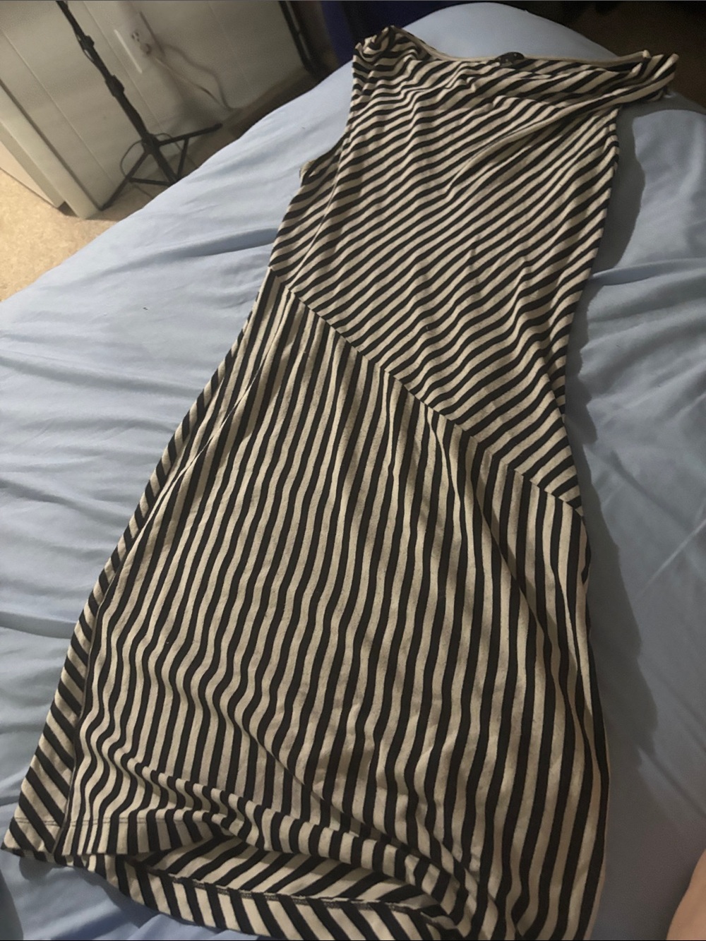 Ann Taylor Black and White Striped Maxi Dress